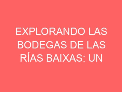 Explorando las Bodegas de las Rías Baixas: Un Viaje al Corazón del Albariño